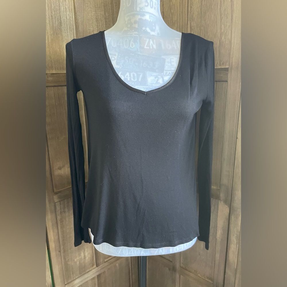 Victoria’s Secret Black Pleated Satin Back Blouse.